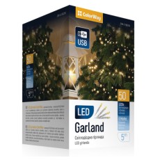 Гірлянда ColorWay LED 50 5 м 8 функцій Теплий колір USB (CW-G-50L5U)