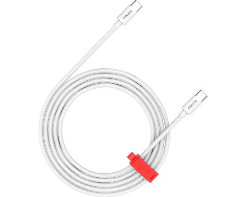Дата кабель USB-C to USB-C 2.0m CC100AB 100W Braided White Canyon (CND-CC100AB20W)