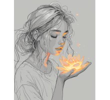 Картина по номерам Santi Дівчина з лотосом, 40*50 см, LED підсвітка (955106)