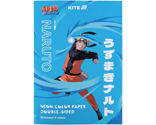 Кольоровий папір Kite А4 неоновий Naruto (10 аркушів/ 5 кольорів) (NR24-252)