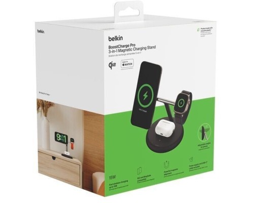 Зарядний пристрій Belkin 3in1 Magnetic Adjustable Pad Qi2 15W Black (WIZ023VFBK)