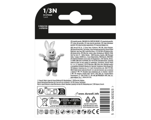 Батарейка 1/3N 3V спеціальна літієва, 2L76 / CR1 / 3N / CR11108, 1 шт. в упаковці Duracell (5007803)