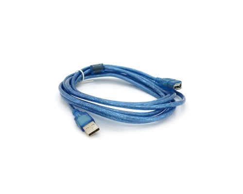 Дата кабель USB 2.0 AM/AF 3.0m ferrite transparent blue Voltronic (YT-AM/AF-3.0TBL)