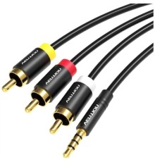 Кабель мультимедійний 3.5mm to 3RCA AV Cable 1.5M Black Metal Type VENTION (VAB-R07-B150)