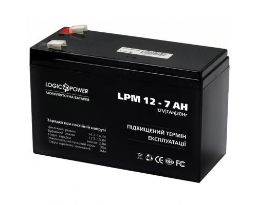 Батарея до ДБЖ LogicPower LPM 12В 7 Ач (3862) Батарея до ДБЖ LogicPower LPM 12В 7 Ач (3862)