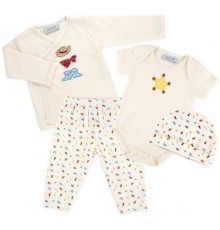 Набір дитячого одягу Luvena Fortuna чоловічок, штанці, кофточка і шапочка (F7762.C.3-6)