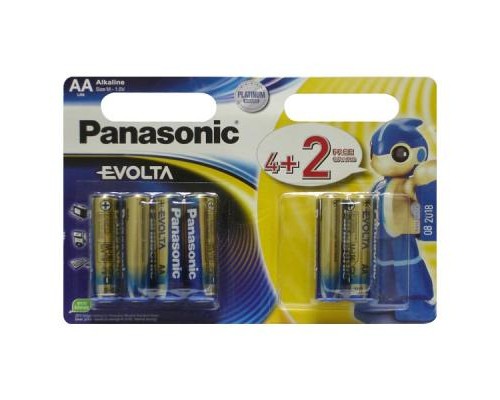 Батарейка Panasonic AA LR6 Evolta * 6(4+2) (LR6EGE/6B2F) 