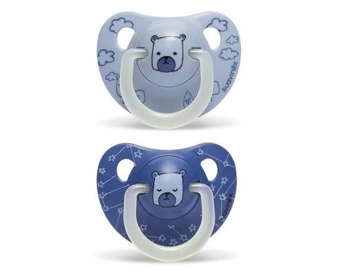 Пустушка Suavinex Ведмедик нічна 6-18 міс 2 шт (304523)