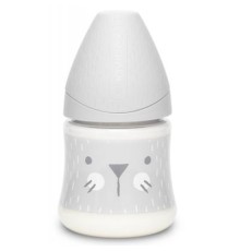 Пляшечка для годування Suavinex Затишні історії з круглою соскою повільний потік, 150 мл сір (306672)