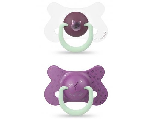 Пустушка Suavinex Фіолетове кошеня 6-18 міс 2 шт. нічна (306805)