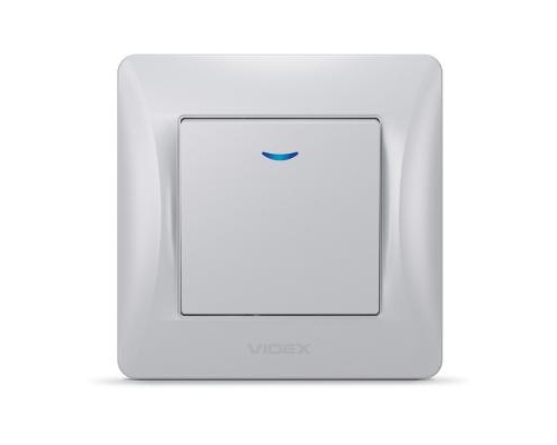 Вимикач Videx BINERA 1кл з підсвічуванням срібний (VF-BNSW1L-SS)