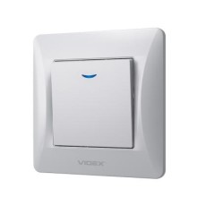 Вимикач Videx BINERA 1кл з підсвічуванням срібний (VF-BNSW1L-SS)