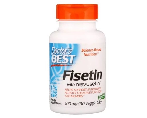 Антиоксидант Doctor's Best Підтримка Мозку, Фісетін, Fisetin with Novusetin, 100 мг, 30 (DRB-00227) 