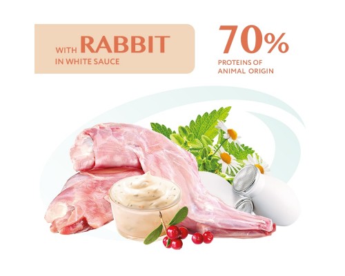 Вологий корм для кішок Optimeal зі смаком кролика в білому соусі 85 г (4820083905476)