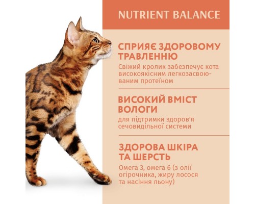 Вологий корм для кішок Optimeal зі смаком кролика в білому соусі 85 г (4820083905476)