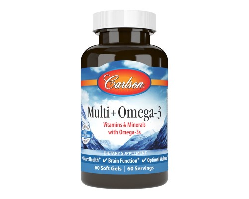 Жирні кислоти Carlson Мультивітаміни з Омега-3, Multi+Omega-3, 60 гелевих капсул (CL15850)