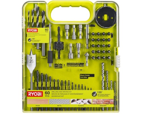 Набір свердл і біт Ryobi RAKDD60, 60 шт (5132004664)