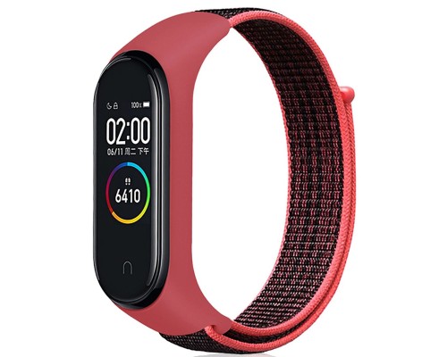 Ремінець до фітнес браслета BeCover Nylon Style для Xiaomi Mi Smart Band 5/6 Black-Red (705416)