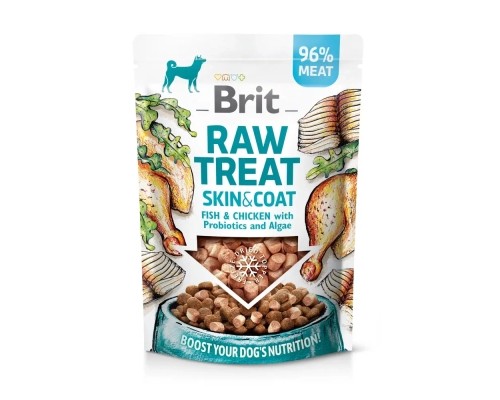 Ласощі для собак Brit Raw Treat freeze-dried Skin and Coat риба і курка 40 г (8595602564446)