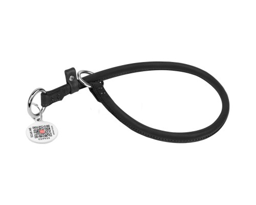 Нашийник для тварин WAUDOG Soft з QR паспортом, круглий, Ш 8 мм Д 40 см чорний (75151)