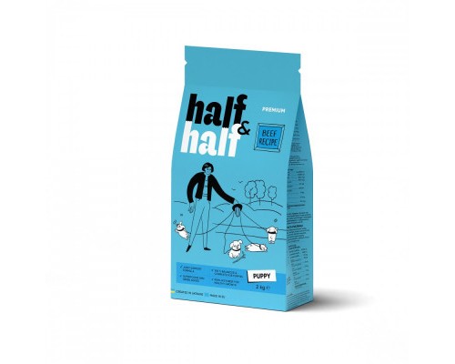 Сухий корм для собак Half&Half для цуценят усіх порід з яловичиною 2 кг (4820261920703)