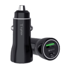 Зарядний пристрій T-Phox Rapid T-C08 Car Charger PD20W + QC3.0 18W Black (T-C08 Black)