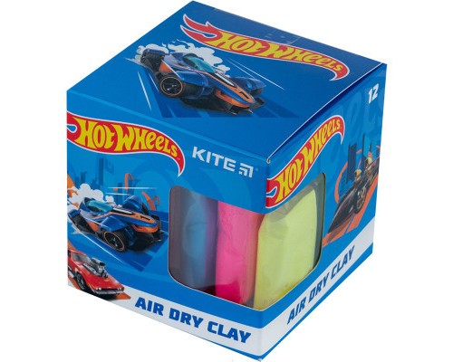 Пластилін Kite Hot Wheels повітряний (12 кольорів.+формочка) (HW23-135)