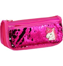 Пенал Cool For School 2 відділення з паєтками та аплікацією Червоно-рожевий (CF5949-rose)