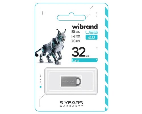 USB флеш накопичувач Wibrand 32GB lynx Silver USB 2.0 (WI2.0/LY32M2S) 