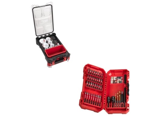 Набір свердл і біт Milwaukee SHOCKWAVE 40 шт, + коронок 10 шт в кейсі PACKOUT (4932492534)