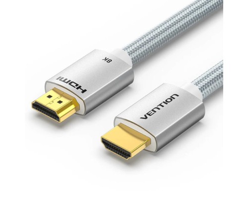 Кабель мультимедійний HDMI to HDMI 2.0m V2.1 8K 60Hz Silver Metal Type Vention (ALCIH)