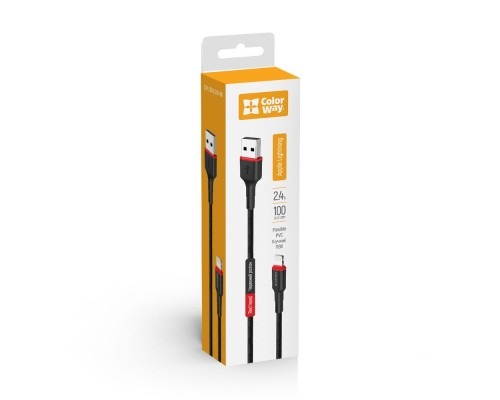 Дата кабель USB-C to Lightning 1.0m 2.4А black ColorWay (CW-CBUL064-BK)