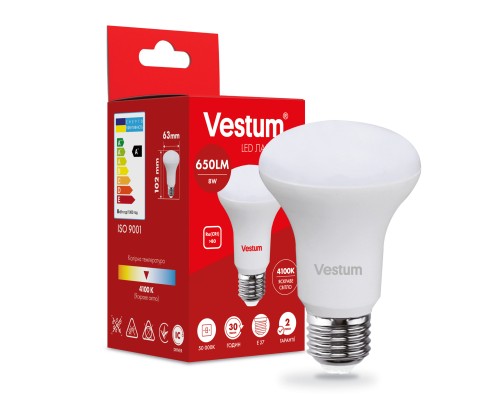 Лампочка Vestum LED R63 8W 4100K 220V E27 (1-VS-1403)