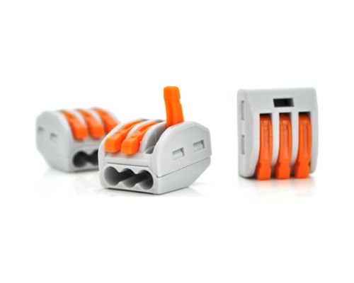 З'єднувач кабелю 3-pin аналог WAGO K222-413, 15штпак Voltronic (K222-413/15)