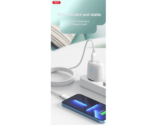 Дата кабель USB-C to Lightning 1.0m 27W braided XO (NBQ236A_White)
