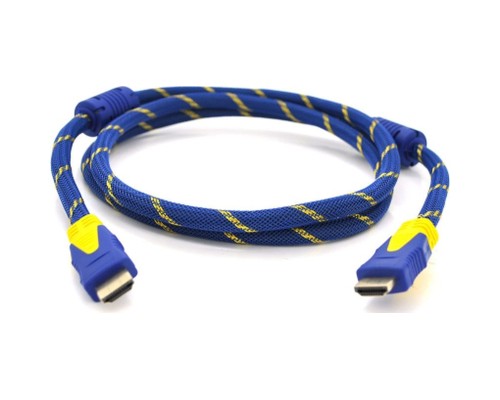Кабель мультимедійний HDMI M to HDMI M 3.0m V1.4 blue yellow Merlion (YT-HDMI(M)/(M)NY/BL-3.0m)