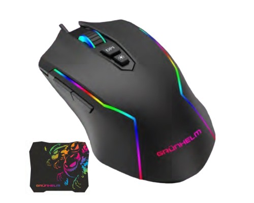 Мишка Grunhelm MS-656WD RGB USB Black + mouse pad (126952)