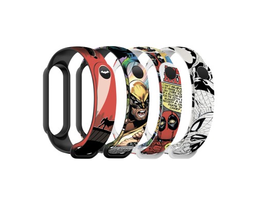 Ремінець до фітнес браслета Armorstandart комплект 4шт Xiaomi Mi Band 7/6/5 Superhero (ARM59728)