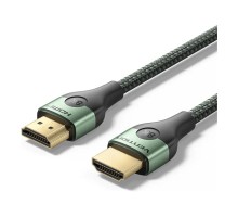 Кабель мультимедійний Cotton Braided Ultra Thin HDMI-A Male to Male HD Cable 8K 1M Green Aluminum Alloy Type VENTION (ALOGF)