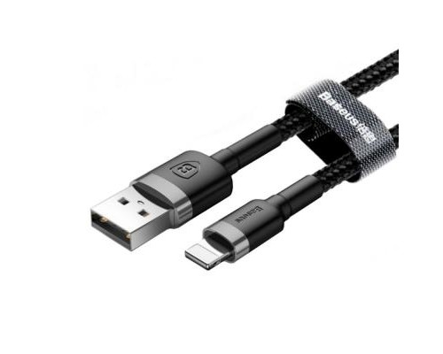 Дата кабель USB 2.0 AM to Lightning 1.0m Cafule 2.4A gray+black Baseus (CALKLF-BG1)