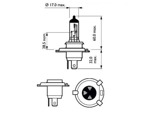 Автолампа Philips галогенова 60/55W (12342 VP B1)