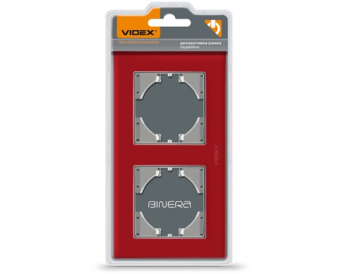 Рамка Videx BINERA червоне скло 2 пости (VF-BNFRG2H-RD)