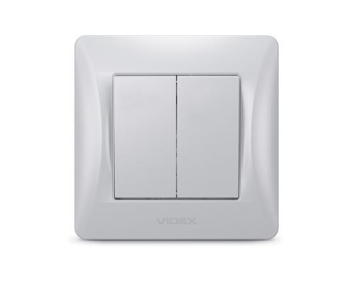 Вимикач Videx BINERA 2кл срібний шовк (VF-BNSW2-SS)
