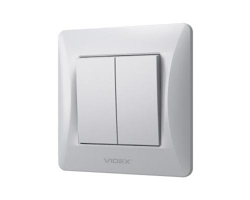 Вимикач Videx BINERA 2кл срібний шовк (VF-BNSW2-SS)