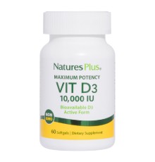 Вітамін Natures Plus Вітамін D3, 10 000 МЕ, Nature's Plus, 60 гелевих капсул (NAP-01048)