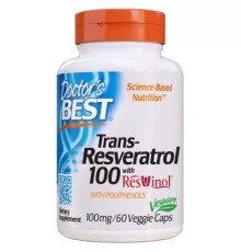 Антиоксидант Doctor's Best Ресвератрол, Trans-Resveratrol, 100 мг, 60 гелевих капсул (DRB-00171)