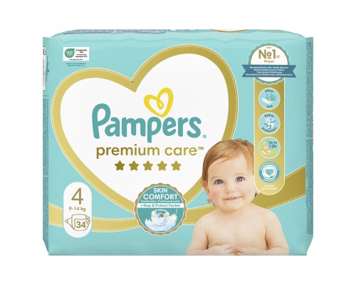 Підгузки Pampers Premium Care Maxi Розмір 4 (9-14 кг) 34 шт (8001090379368)
