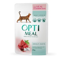 Вологий корм для кішок Optimeal зі смаком телятини в журавлинному соусі 85 г (4820083905438)