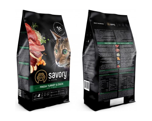 Сухий корм для кішок Savory Adult Cat Gourmand Fresh Turkey and Duck 400 г (4820232630044)