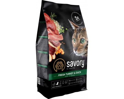 Сухий корм для кішок Savory Adult Cat Gourmand Fresh Turkey and Duck 400 г (4820232630044)